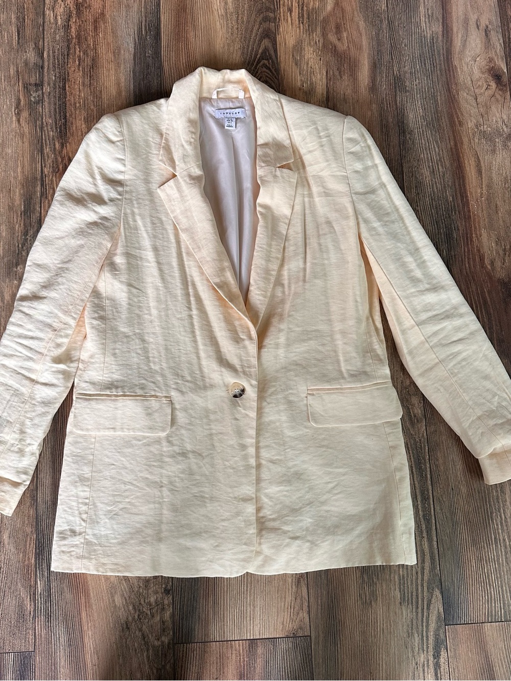 Topshop light yellow Single-Button “Linen” Blazer
